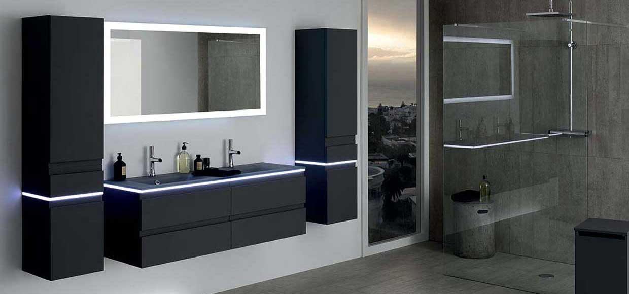 Salle de bain halo noir inspiration spa urbaine